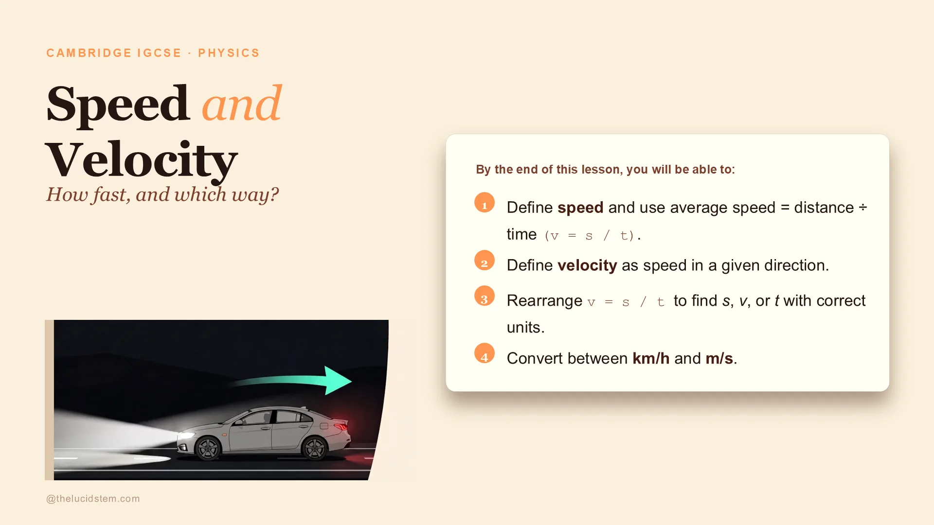 Slide 1 of 13: Speed and velocity slides